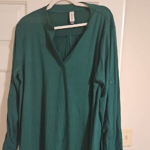 H&M Deep Green V-Neck Blouse